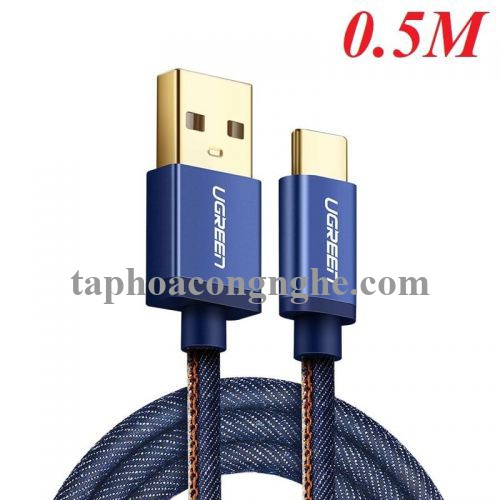 Ugreen 40343 0.5M màu Xanh Cáp sạc USB TypeC cao cấp US250 30040343